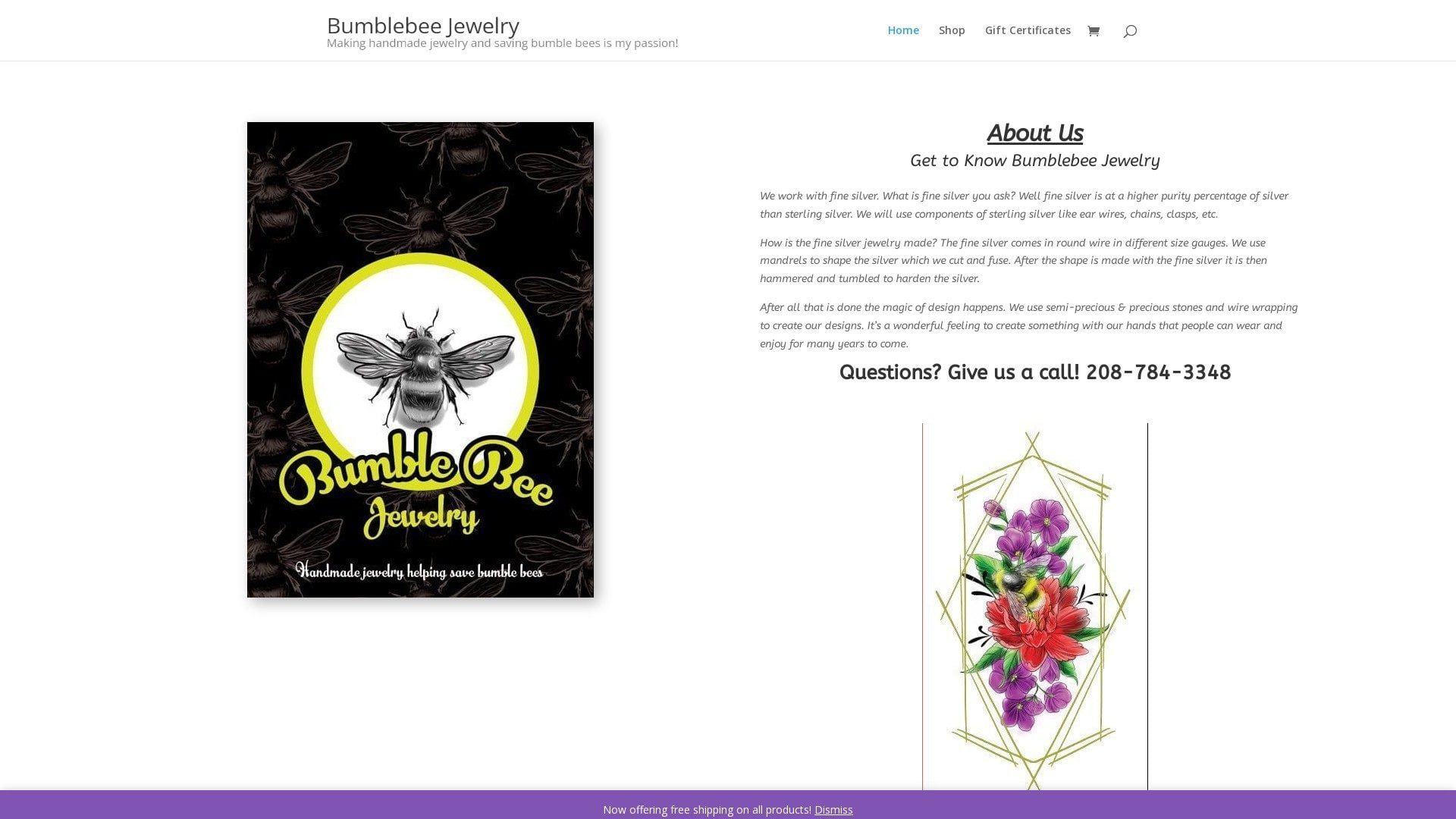 Bumblebee Jewelry website preview