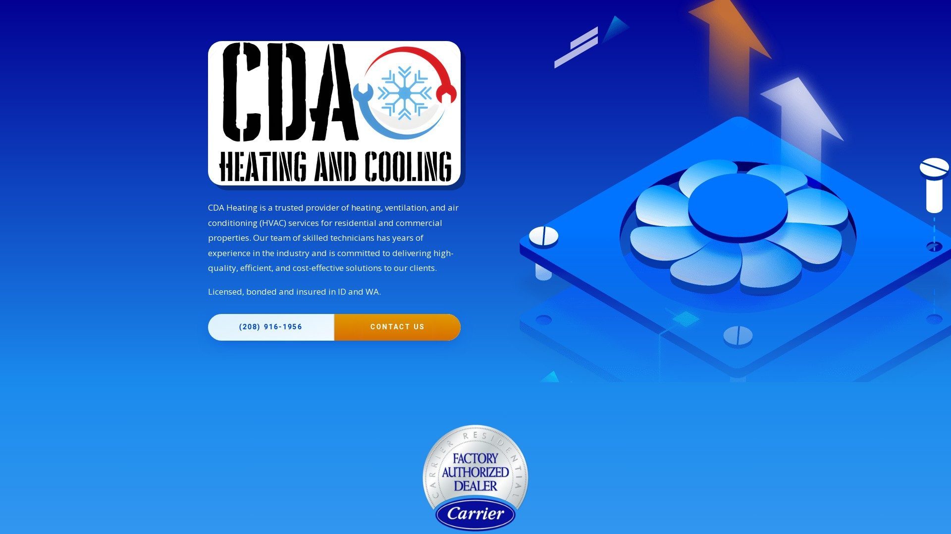 CDA Heating and Cooling website preview