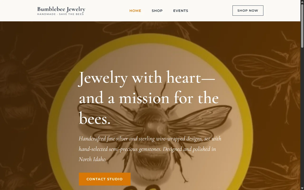 Bumblebee Jewelry website preview