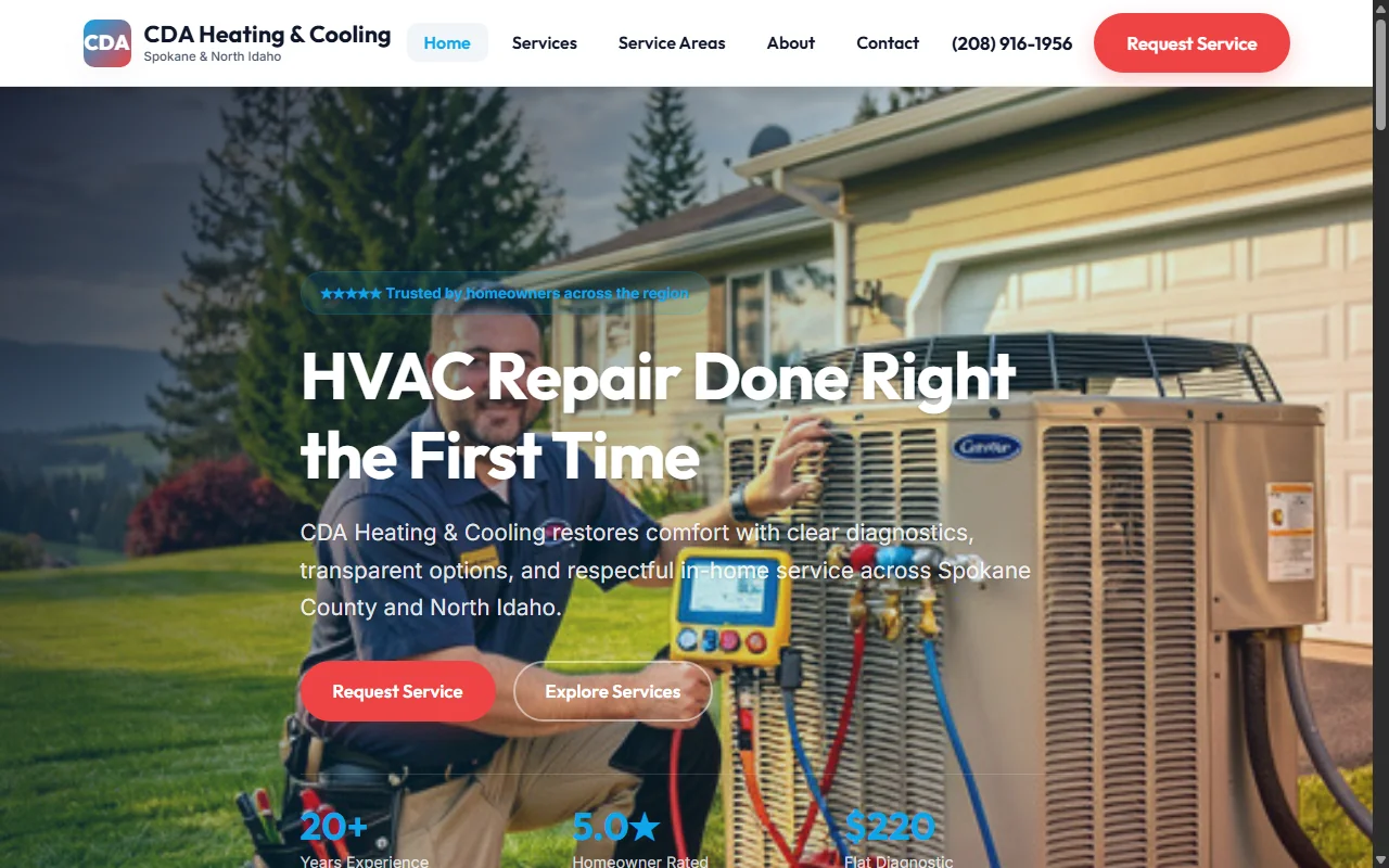 CDA Heating website preview