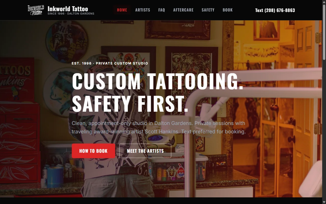 Inkworld Tattoo website preview
