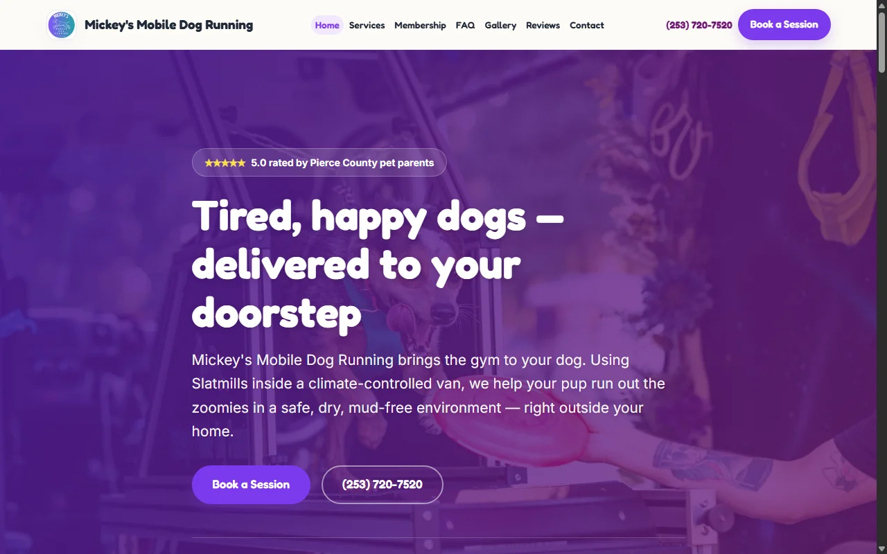 Mickey's Mobile Dog Running website preview