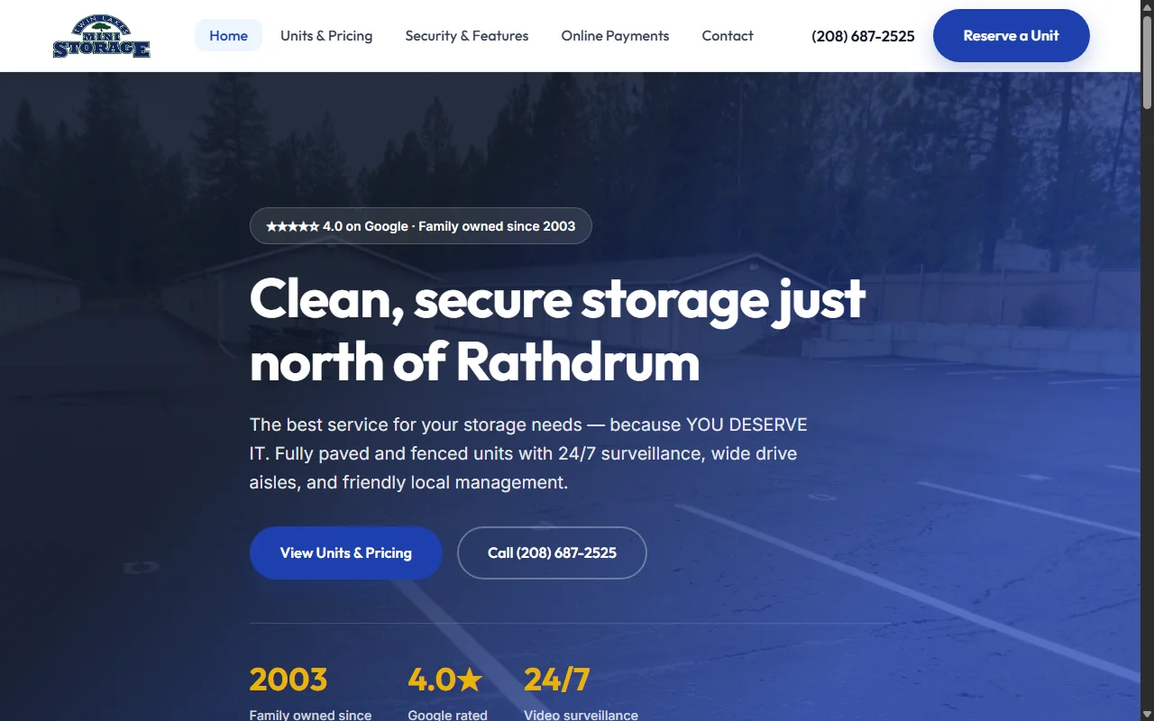 Twin Lakes Mini Storage website preview